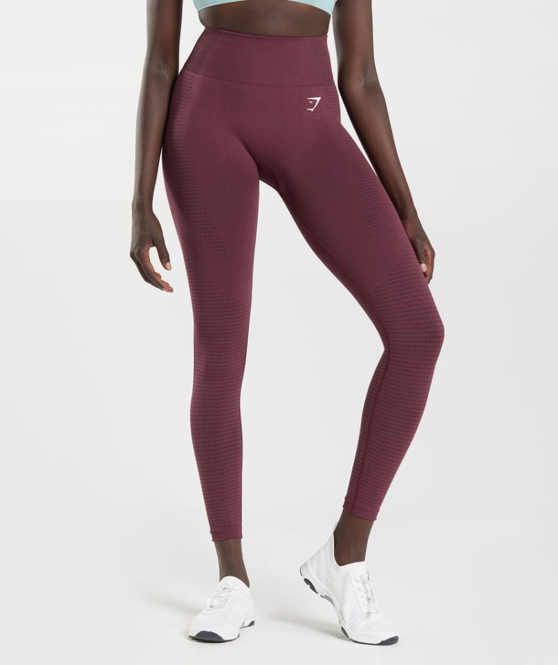 Women\'s Gymshark Vital Seamless 2.0 Leggings Burgundy | NZ 5FQOCU